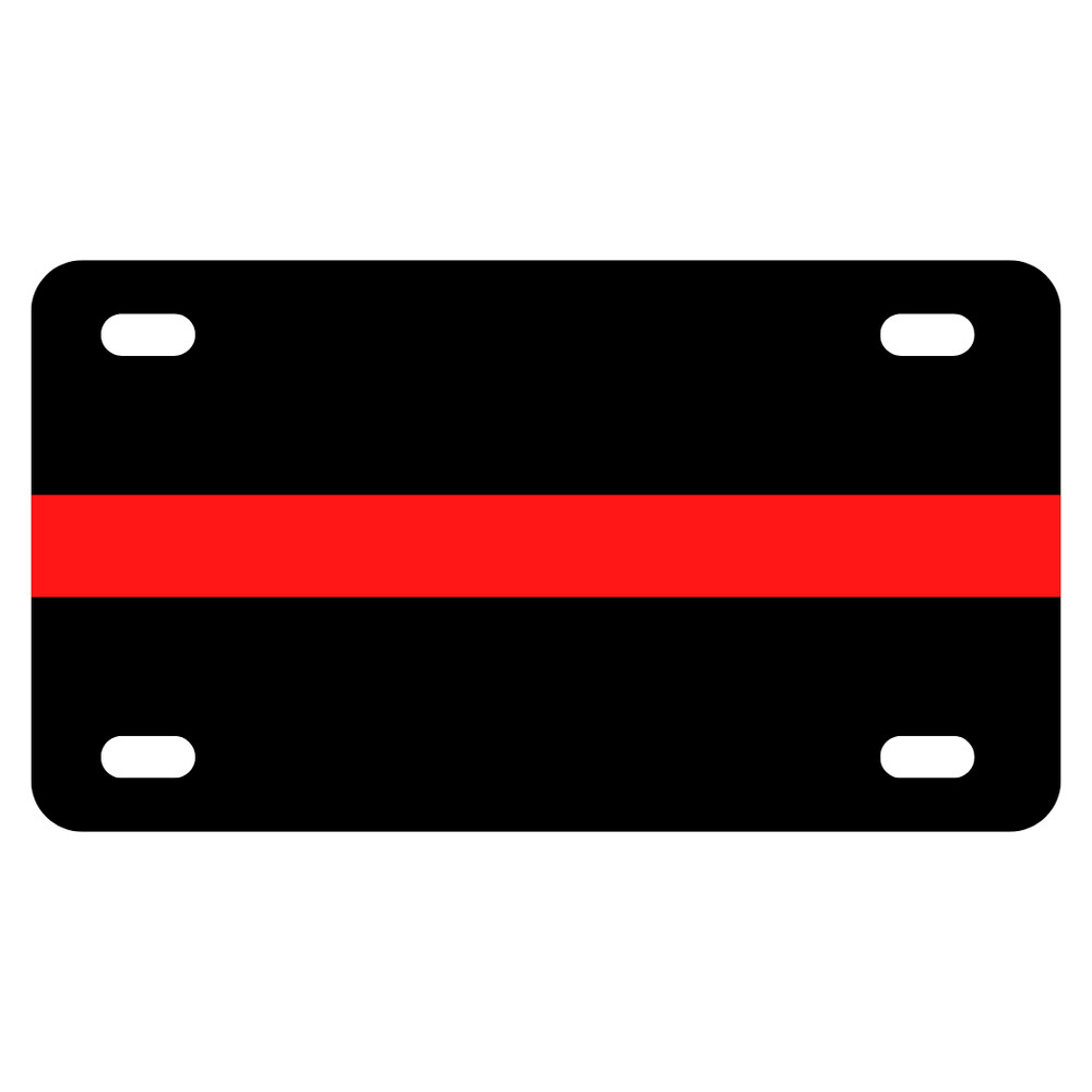 Reflective Thin Red Line Motocycle License Plate Tag Support Firefighters
