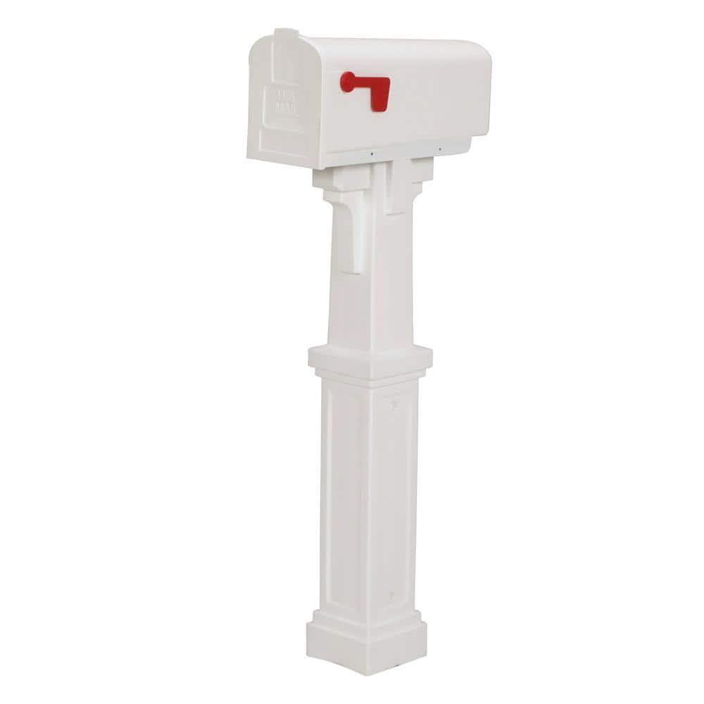 Architectural Mailboxes Parsons White, Medium, Plastic, Post Mount Mailbox
