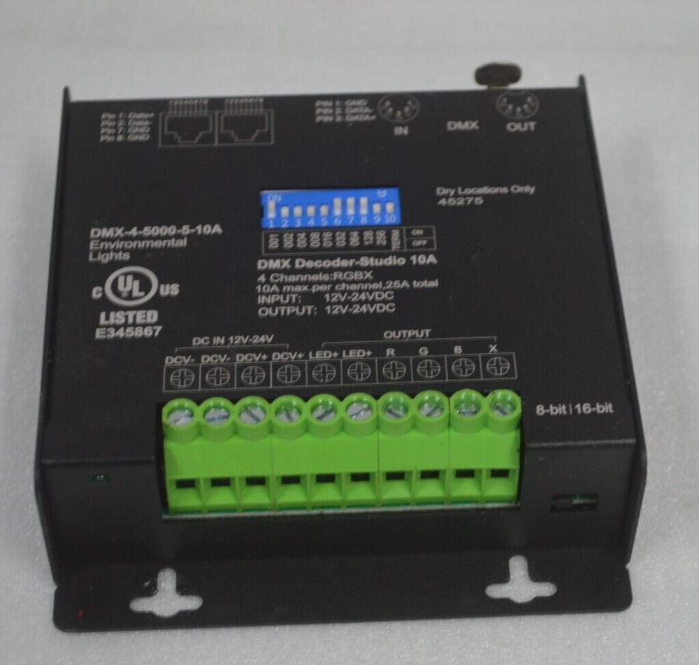 Environmental Lights DMX-4-5000-5-10A DMX Decoder-Studio, 4-Channels RGBX