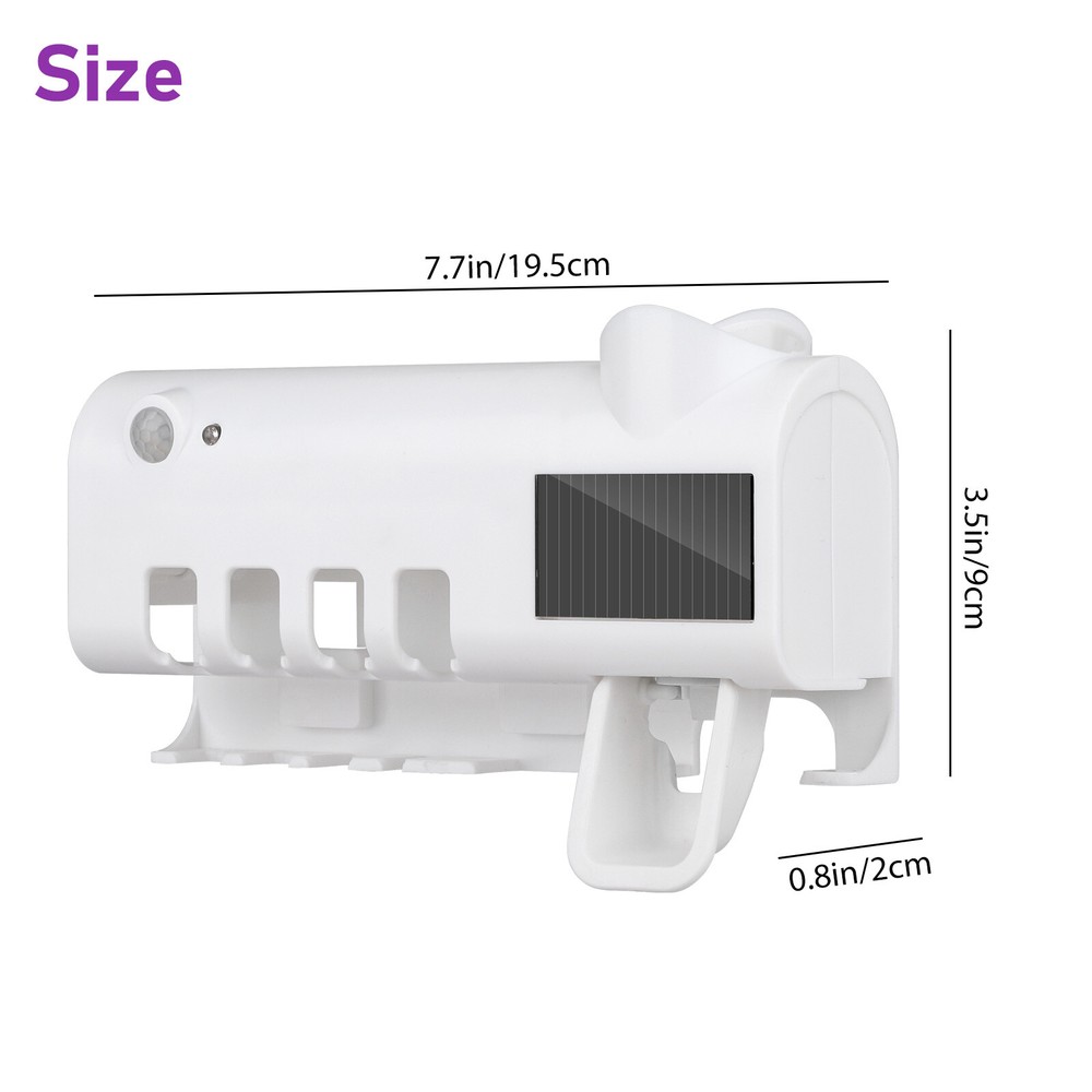 UV Light Sterilizer Toothbrush Holder Cleaner & Automatic Toothpaste Dispenser