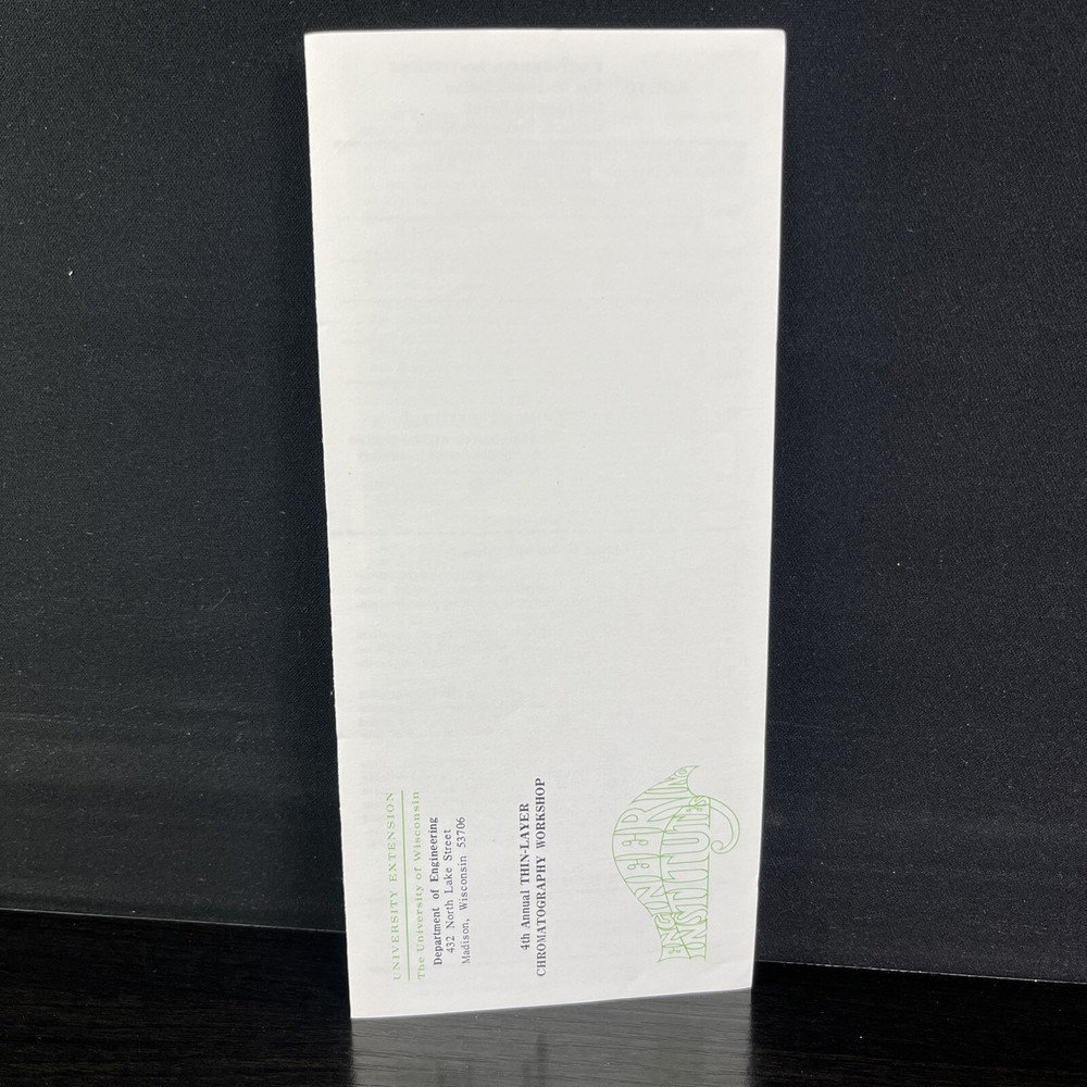 VTG Store Catalog Engineering Institute 4th Chromatography Thin Layer 1968
