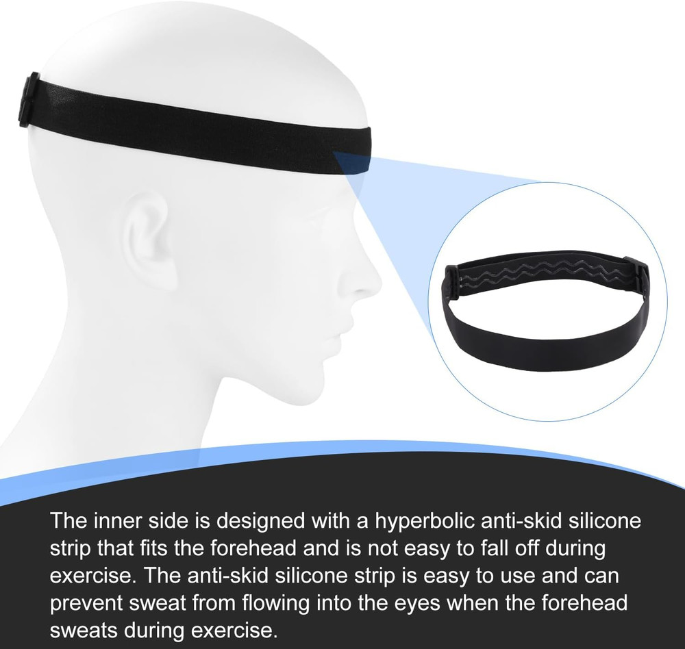 Elastic Headlamp Strap, Black Headlamp Strap Replacement Headband Comfortable No
