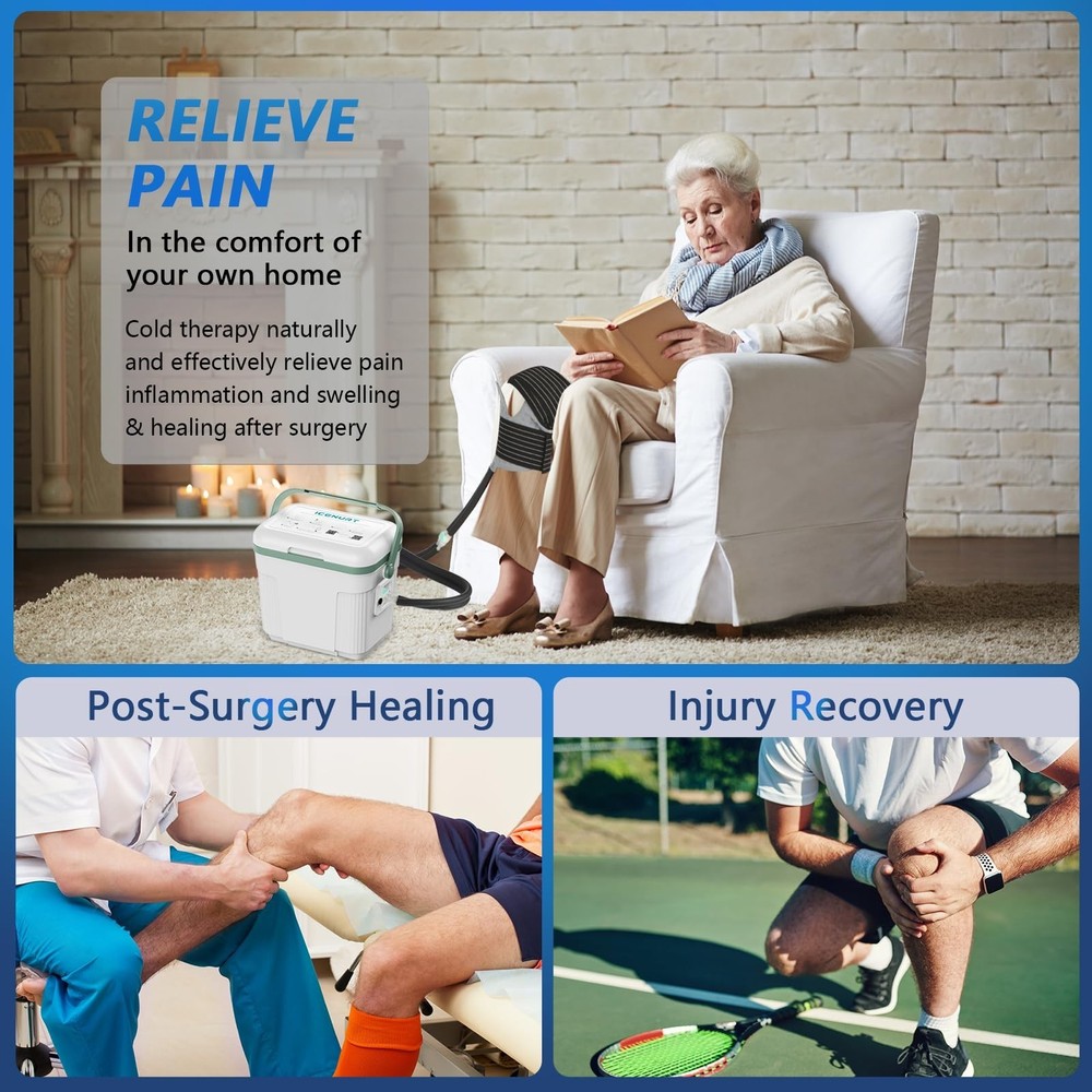 Cold Therapy Machine with Programmable Timer, Ice Machine for Knee After Surg...