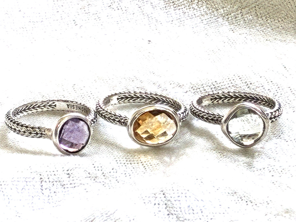 ROBERT MANSE STERLING SILVER MULTI-GEMSTONE STACK RING SET, SIZE 5, 6 (M5047-62)