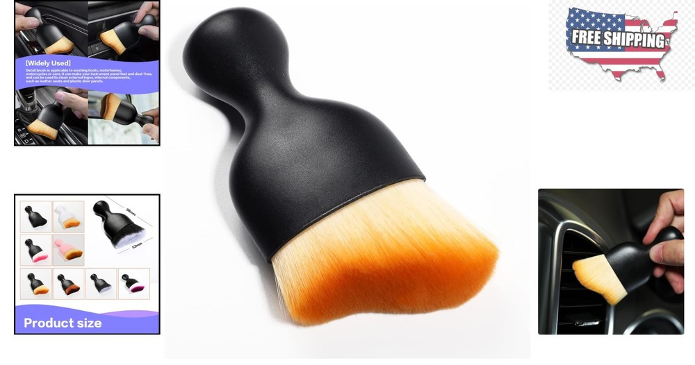Multi-Surface Soft Bristle Brush for Car & Home Cleaning - Durable & Easy Grip