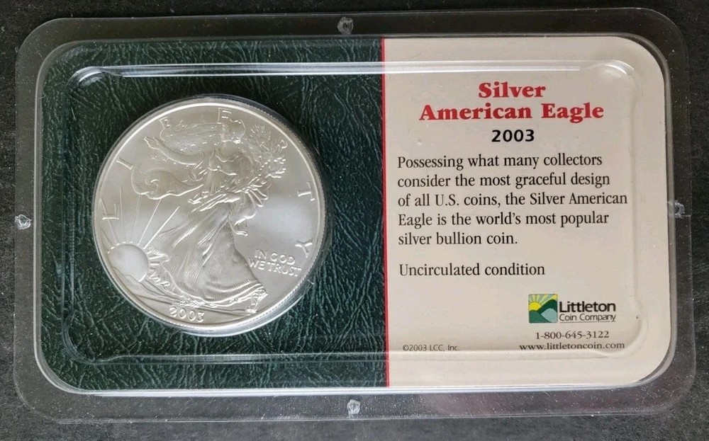 2003 UNCIRCULATED SILVER EAGLE LITTLETON RETAIL PACKAGED