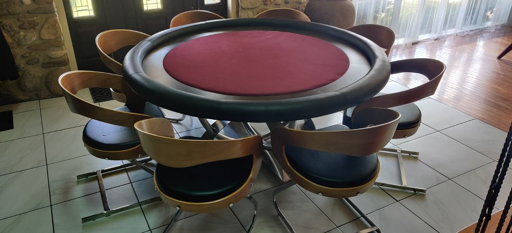 High End Custom Poker Table Set (8 Matching Charis)