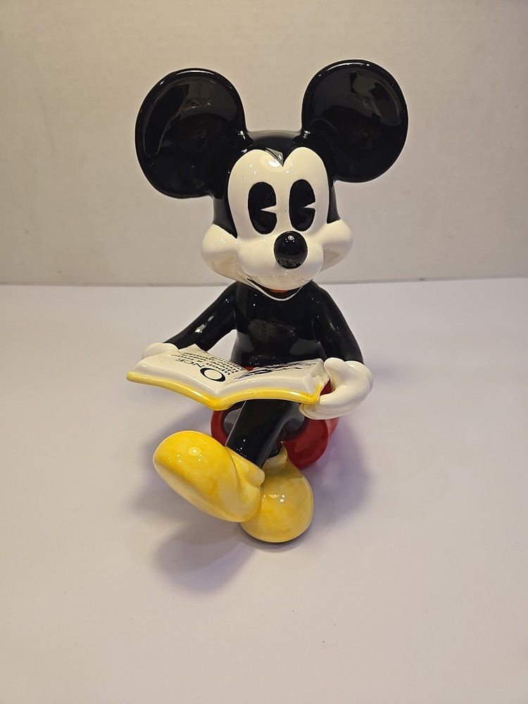 Vintage Disney Ceramic Mickey Mouse Sitting Reading Figurine Read