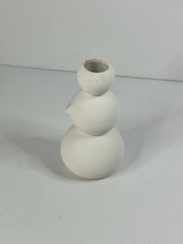 Snowman Candle Holder All White Ceramic