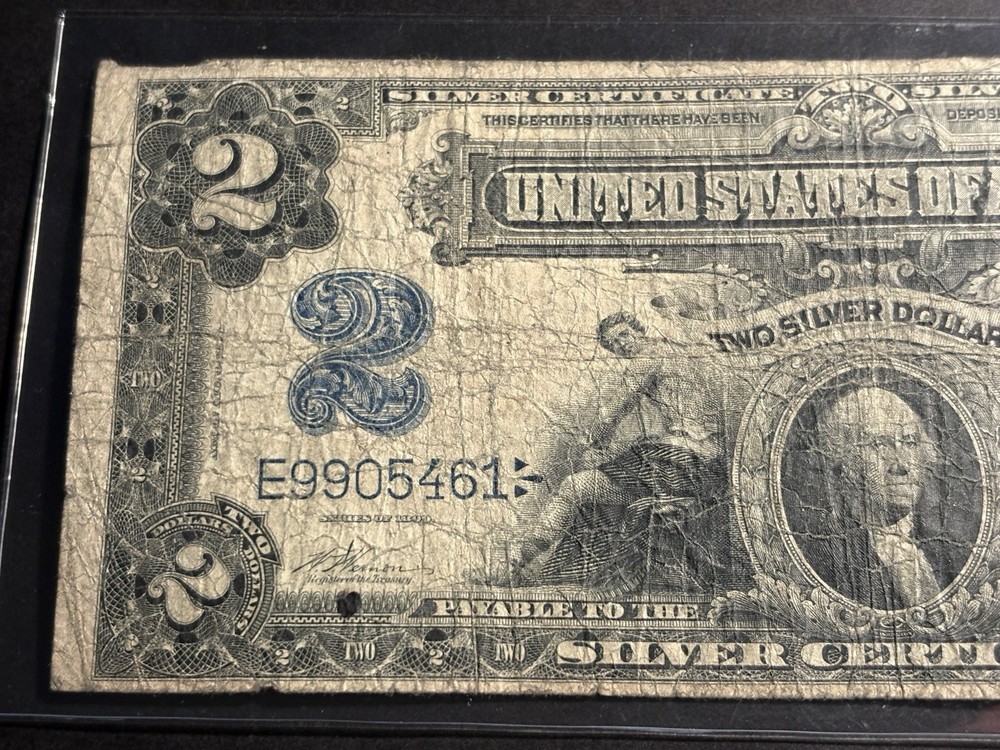1899 $2 Silver Certificate Note — Circulated