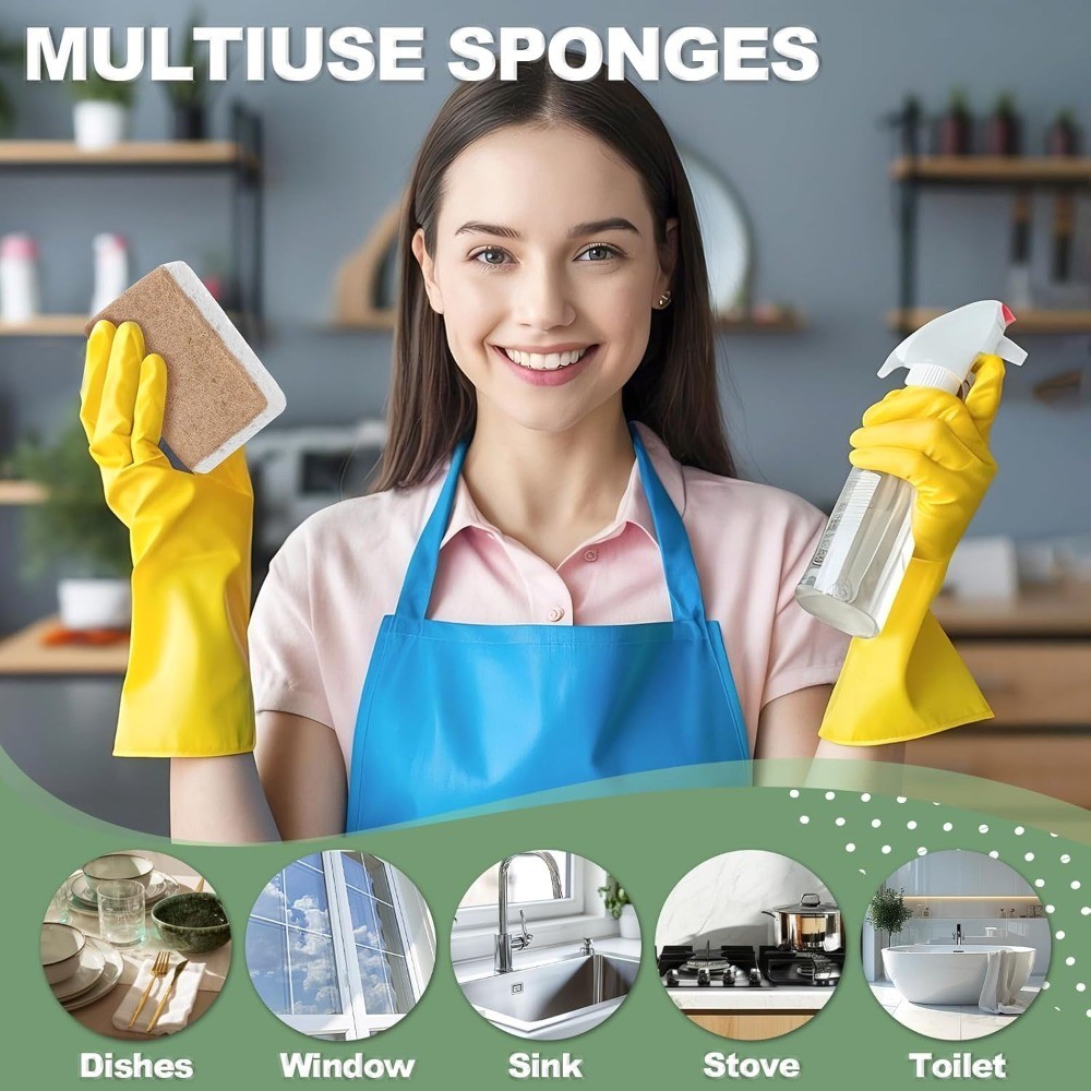 Natural Plant-Based Biodegradable Dish Sponges 18 Count Compostable Kitchen