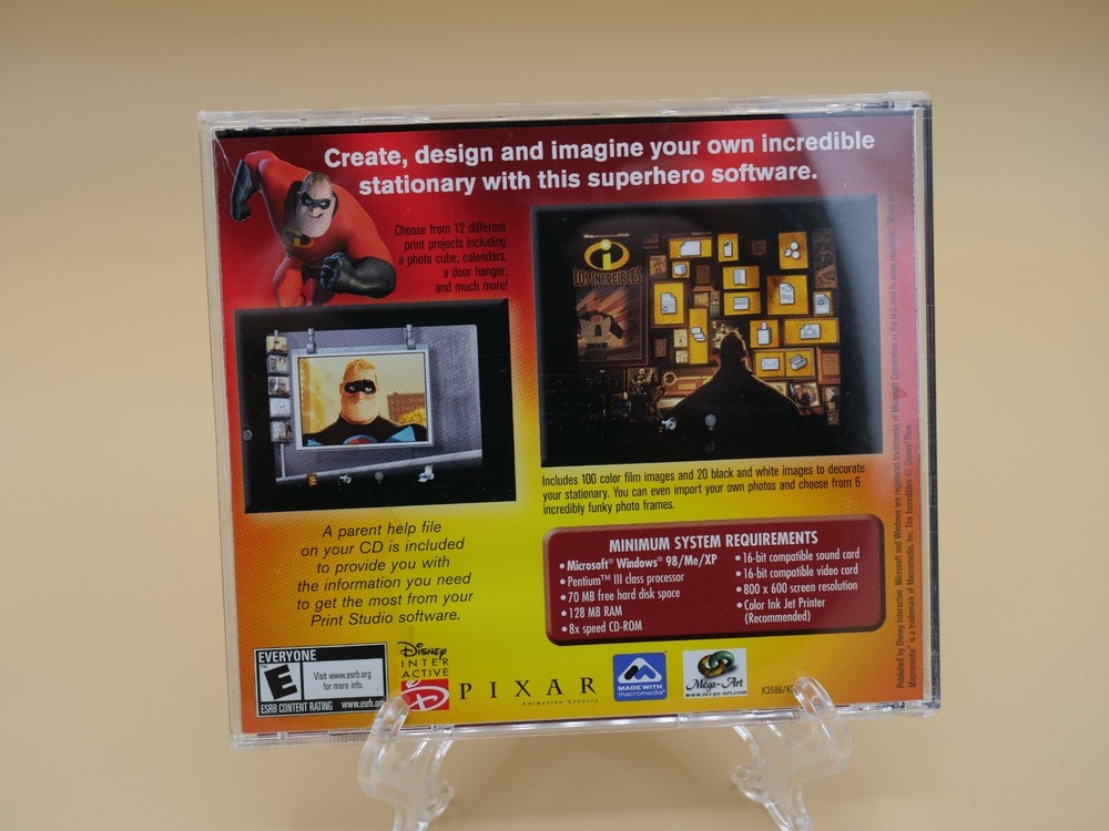 The Incredibles PC-CD ROM Print Studio Disney Pixar Computer Software
