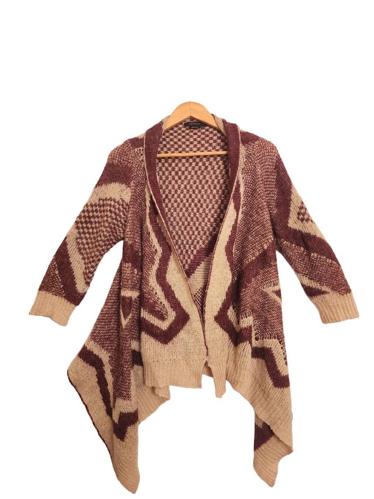 Vertigo wool blend asymmetrical high low open front cardigan size large