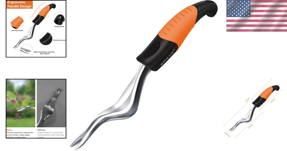 Versatile Weed Puller Tool - Ergonomic Orange Design for Comfortable Gardening
