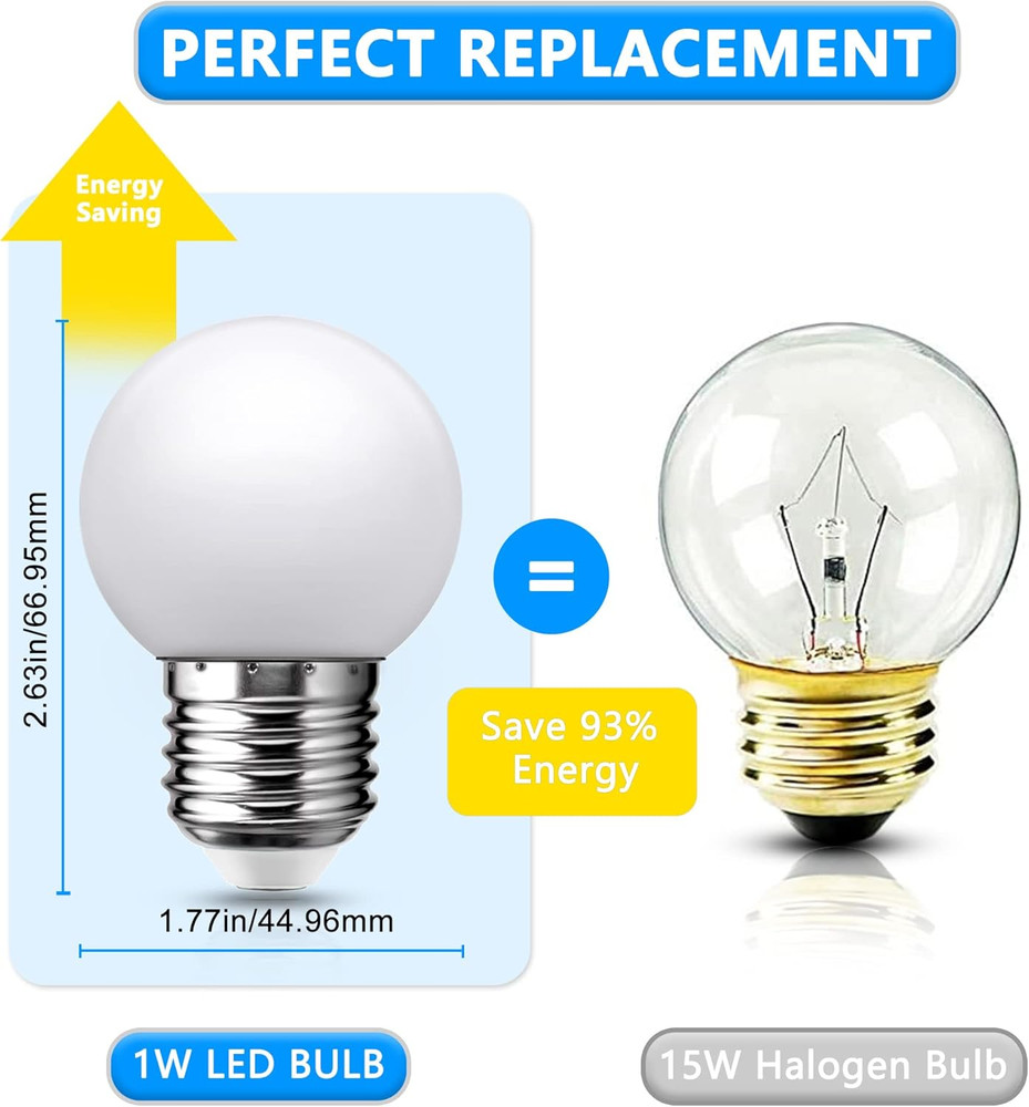 LED Night Light Bulb, Globe Small LED Light Bulbs 15W Equivalent, E26 Medium Scr