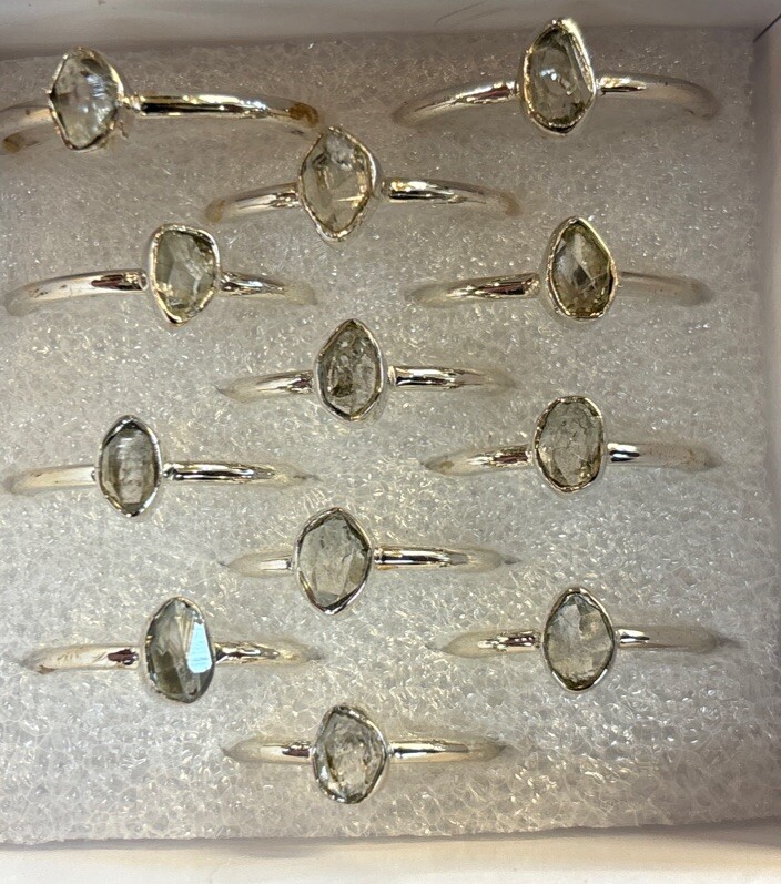 sterling silver stackable ring Size 5 Herkimer Diamond Raw