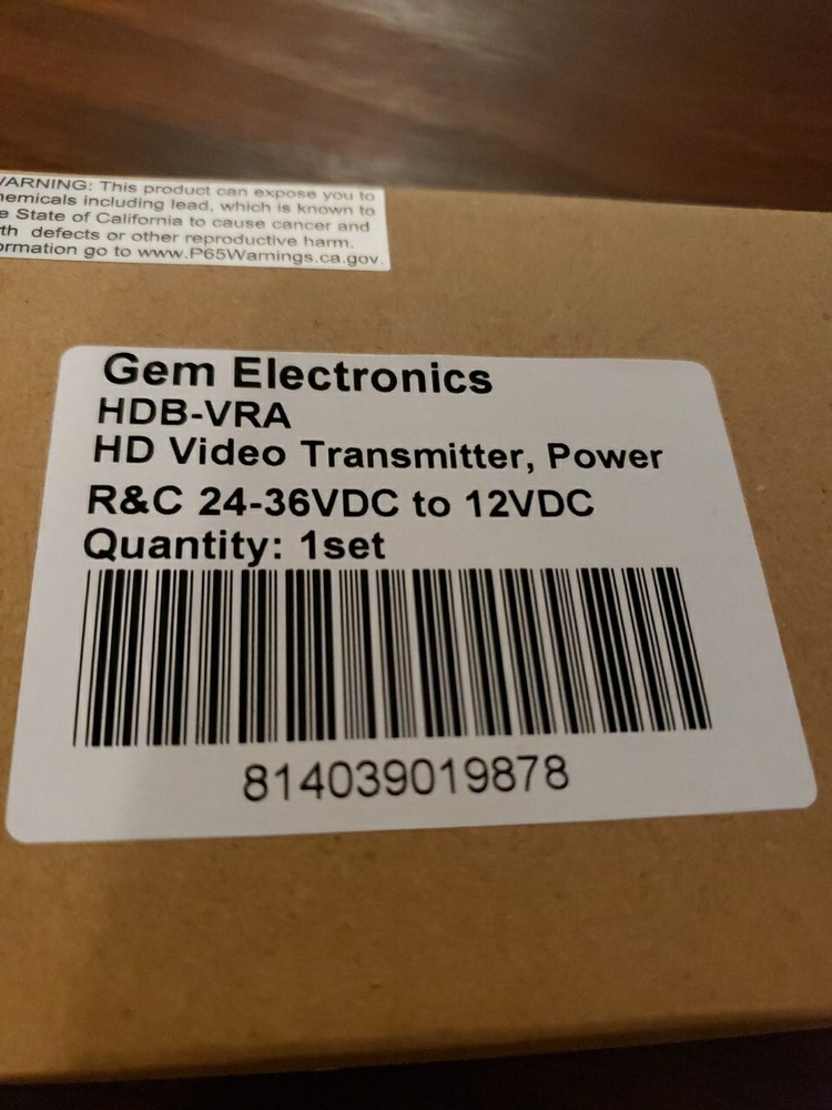 Gem Electronics HD Video Transmitter, Power R&C24-36VDC to 12VDC