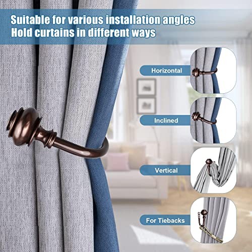 2Pcs Curtain Holdbacks - Wall Mounted Drapery Tiebacks with 05-bronze(2pcs)