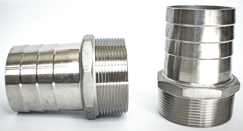 PACK OF 4 - 1 1/4" Stainless Steel Hose Barb Fitting - Hose Adapter x Male NPT