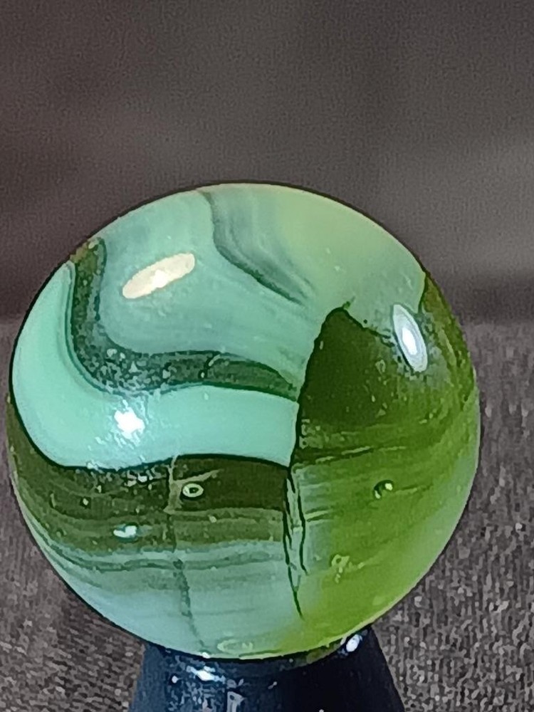 5/8" Master Light Sage Cloud White Brushed Patch on Clear Olive NM Marble A901