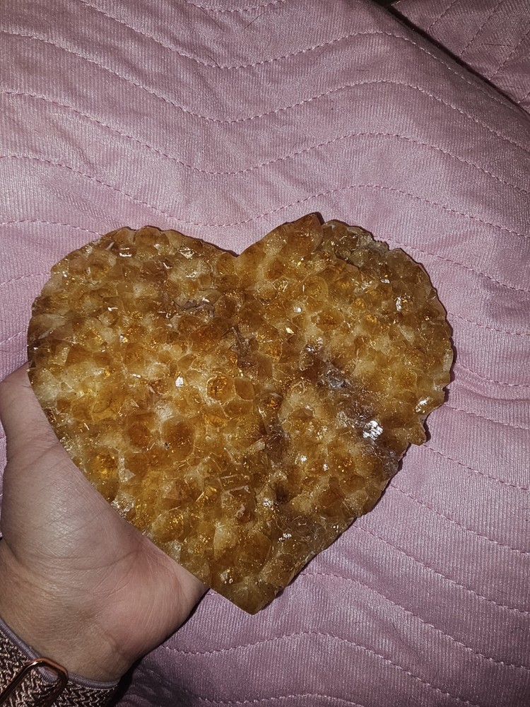 Large Heart-Shaped Citrine Crystal Geode 4lbs 13.3oz