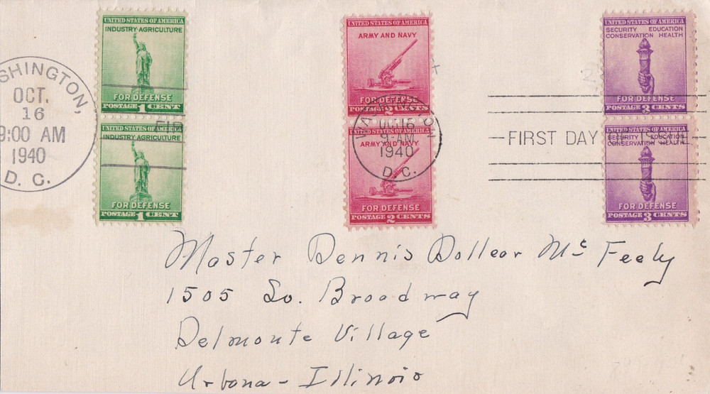 US FDC 899 , 900 & 901 1940 WWII Cachet