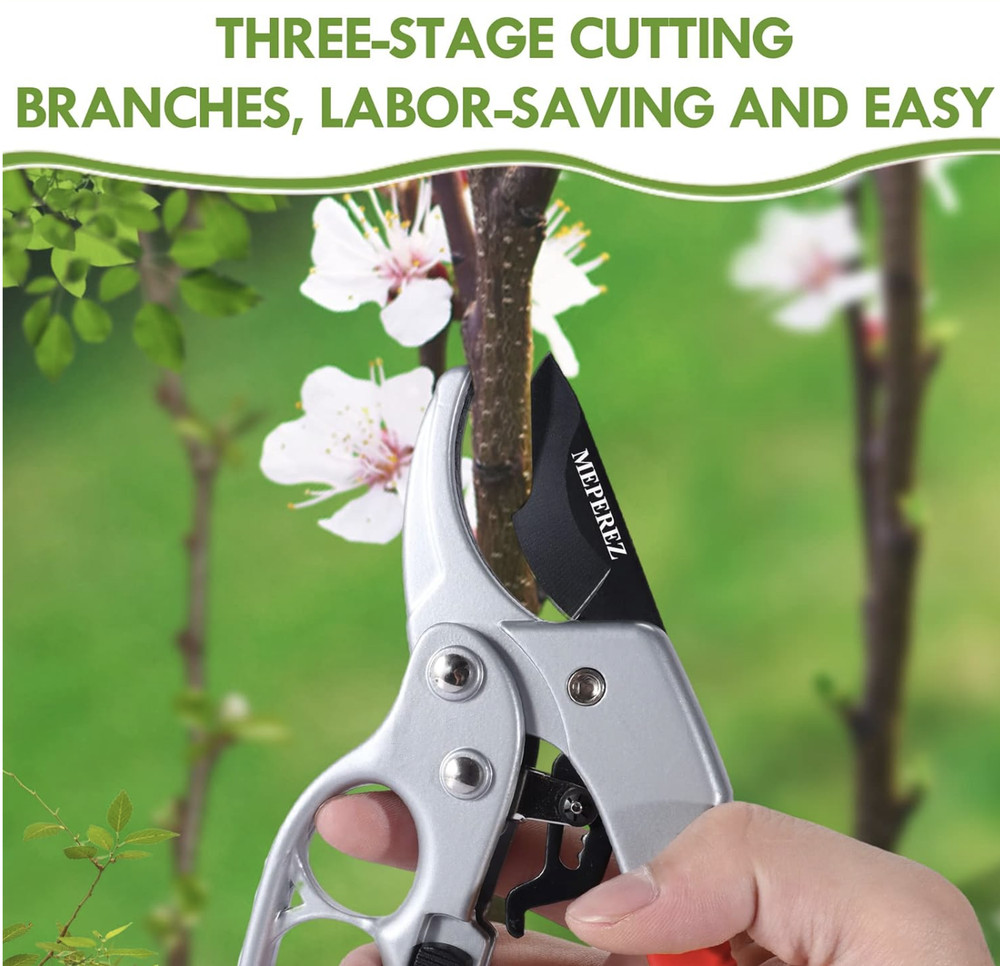 MEPEREZ Ultra Sharp Steel Pruning Shears Snips Effortlessly Garden Scissors
