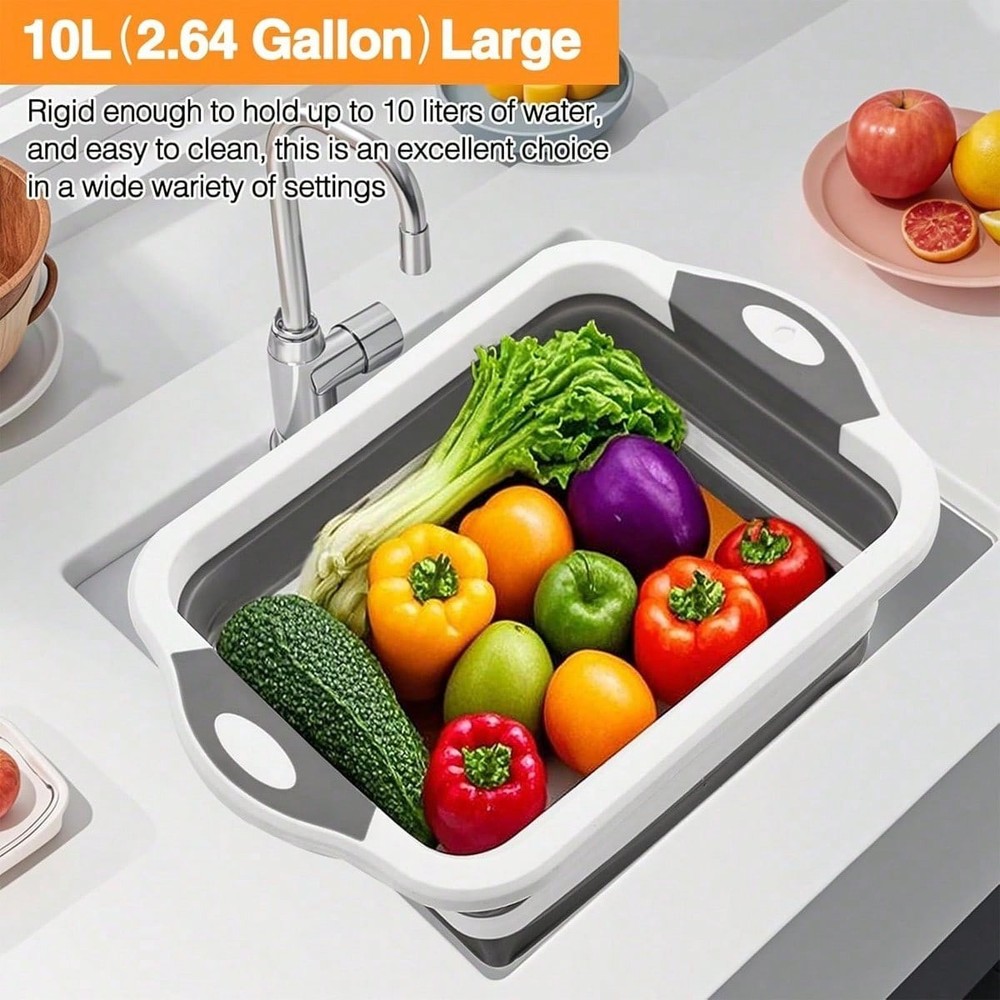 Collapsible Cutting Board - Foldable Multi-function Dish Tub - Washing and Drain