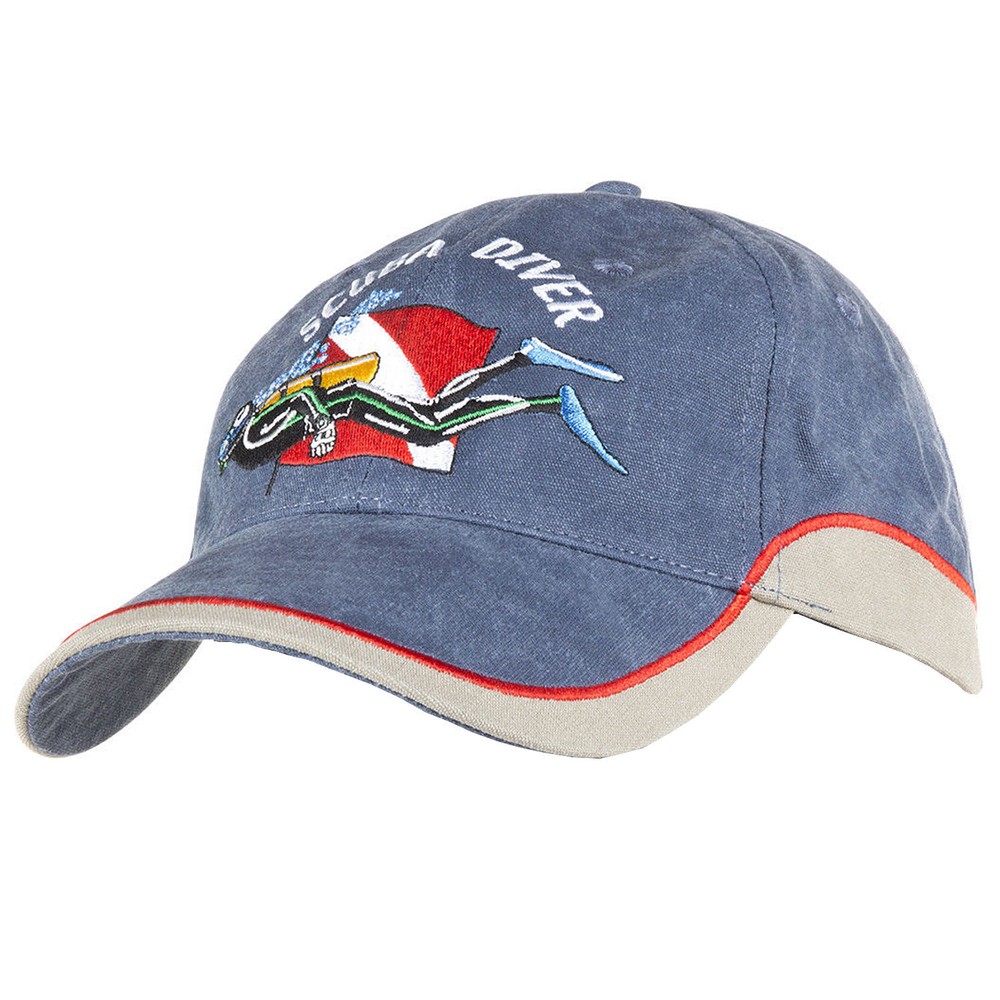 Trident Embroidered Scuba Diver Blue Denim Hat