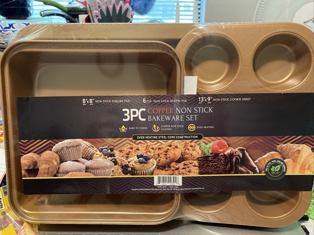 "Brand New" 3PC Copper Non Stick Bakeware Set