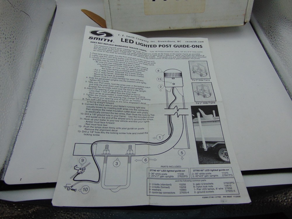 Smith Boat Trailer Lighted Post Guide On Replacement Part Mounting Bracket Bolt