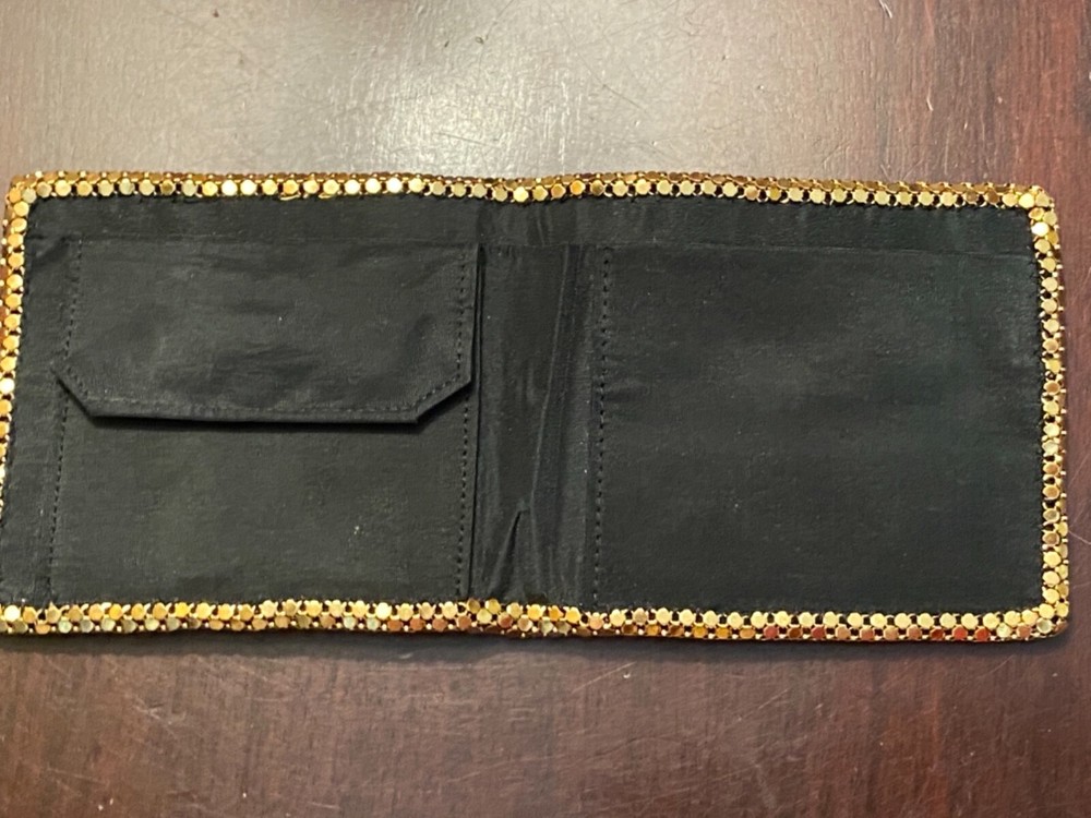 VINTAGE GOLD MESH BLACK BILL WALLET