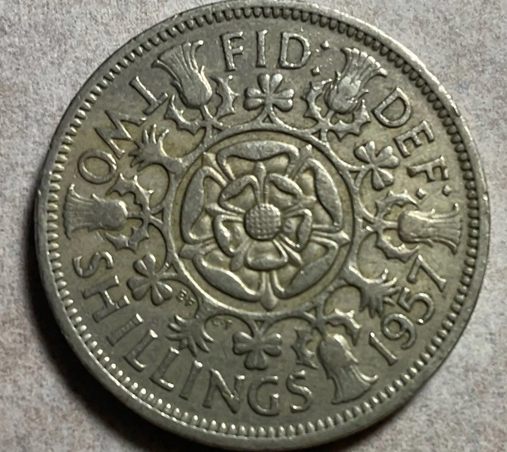 1957 Two Shillings PLUS additional British Currency