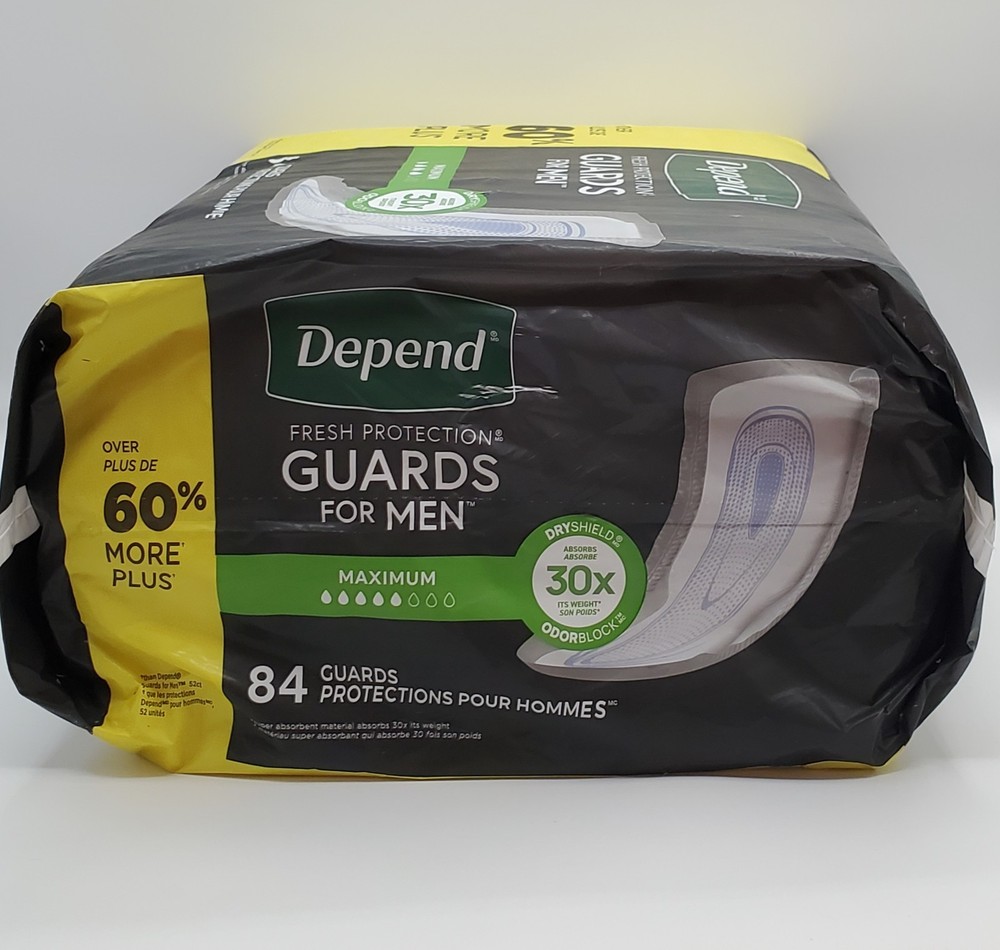 Depend Mens Guards 84ct Maximum Absorbency Bladder Control Pads Dry Odor Shield