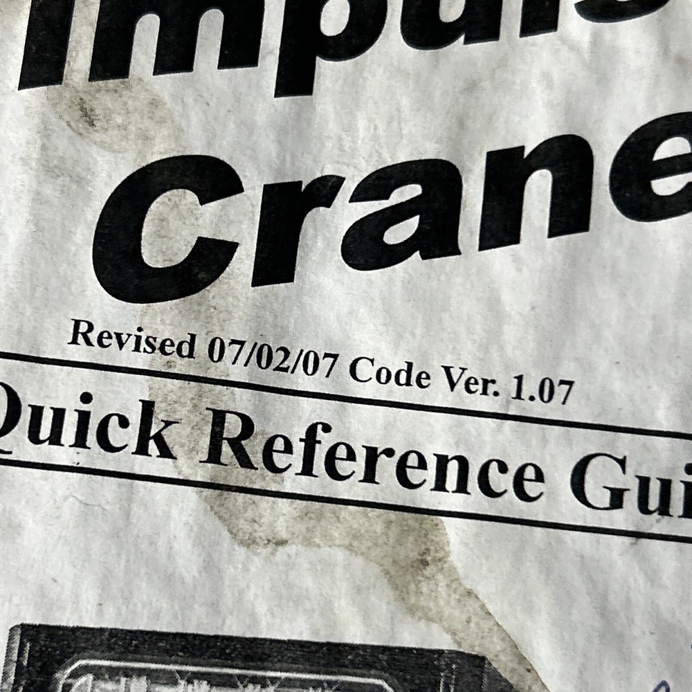 Original IMPULSE CRANE arcade game manual