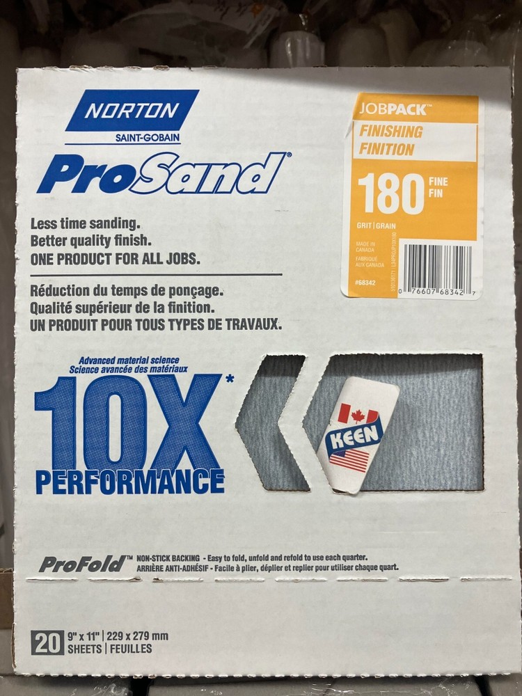 Norton CANADA ProSand 9" x 11" Sanding Sheets 180 Grit 20pack