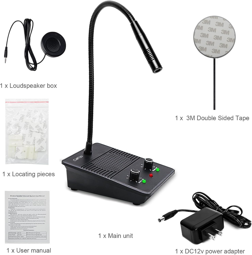 Window Speaker Intercom System,Dual Way Anti-Interference Intercommunication Mic
