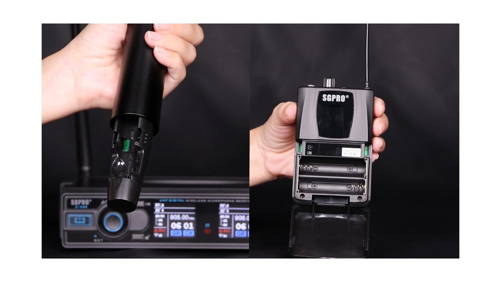 Dual Channel Wireless Microphone System - UHF Handheld, Bodypack, Head-Worn &...