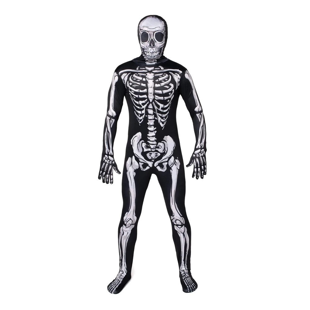 Men Realistic Skeleton Jumpsuit Costume, Small