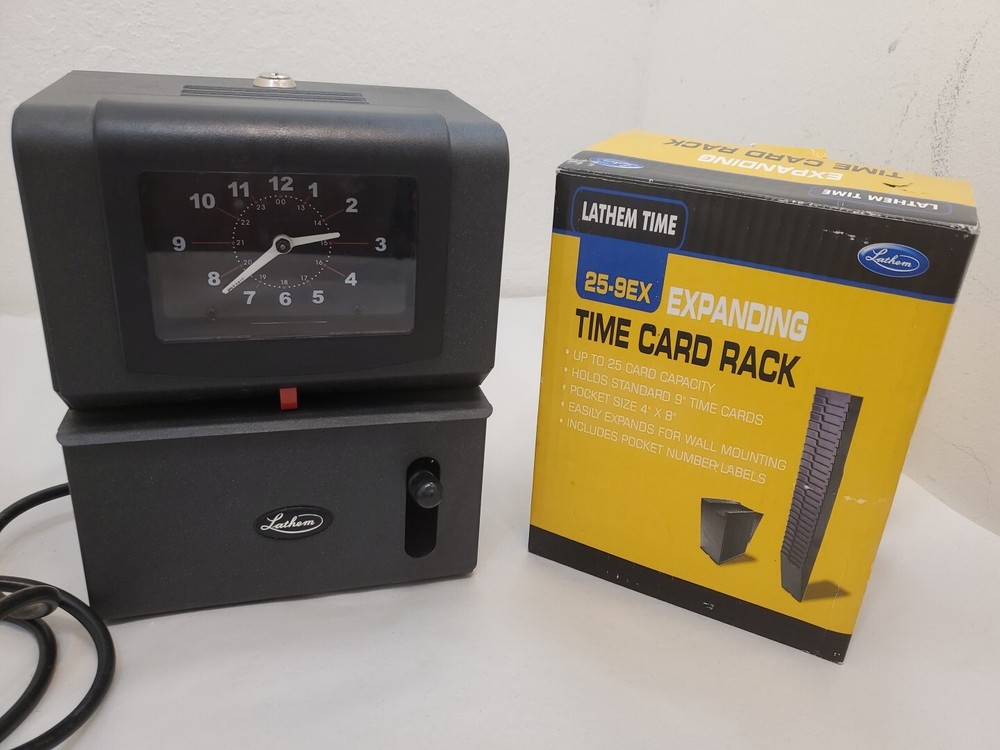 Mint Lathdm Time clock + New Expanding Time Card Rack A