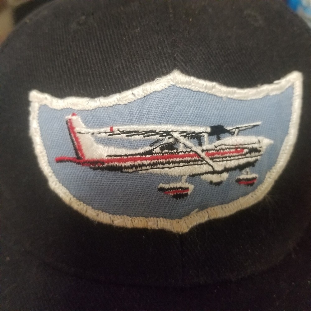 Prop Airplane Patch Adjustable Navy Blue Strapback Hat