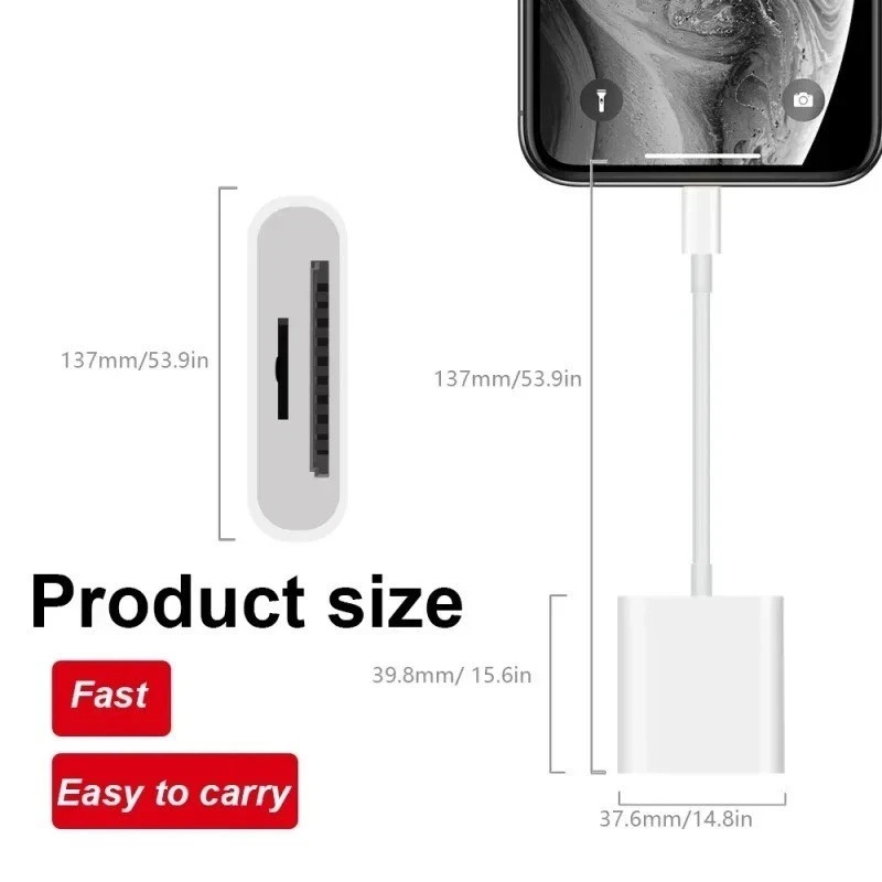 Lightning to SD Card Reader Adapter Camera Memory Card Reader for iPhone iPad