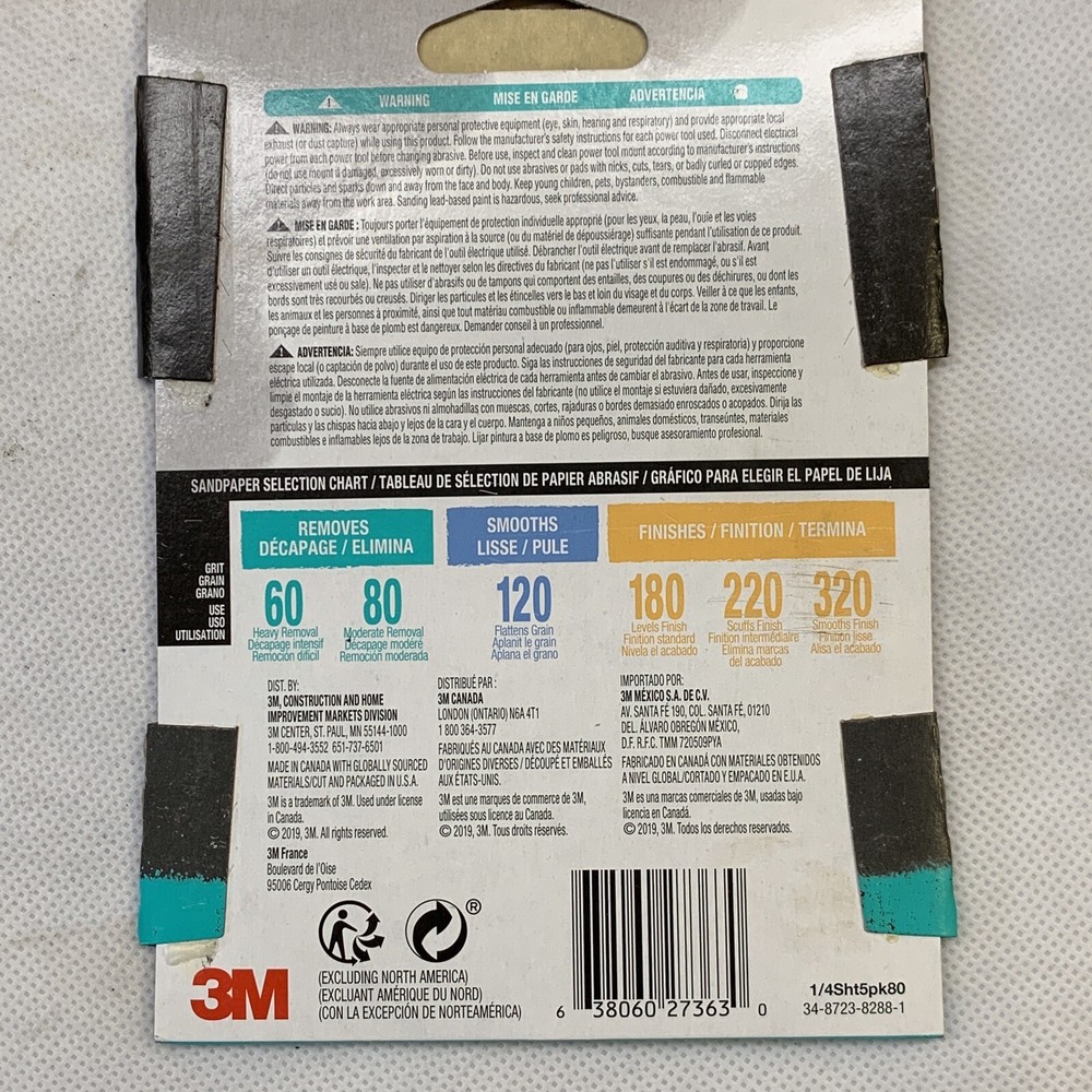 3M 27363 PACK (5) SHEETS ADHESIVE MEDIUM GRIT SANDPAPER 5985940