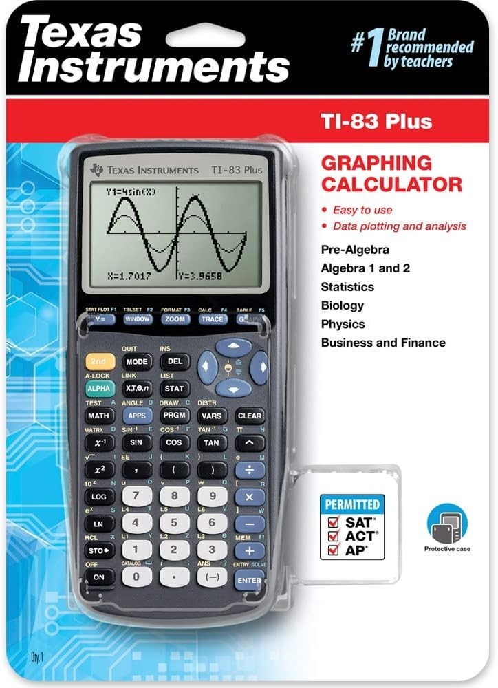 Graphing Calculator, Plastic, Standard Size, SAT PSAT ACT AP IB, Multi-Function