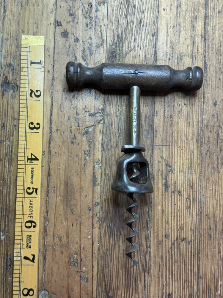 Early Willamson’s Wood Handle Power Corkscrew Cork Screw