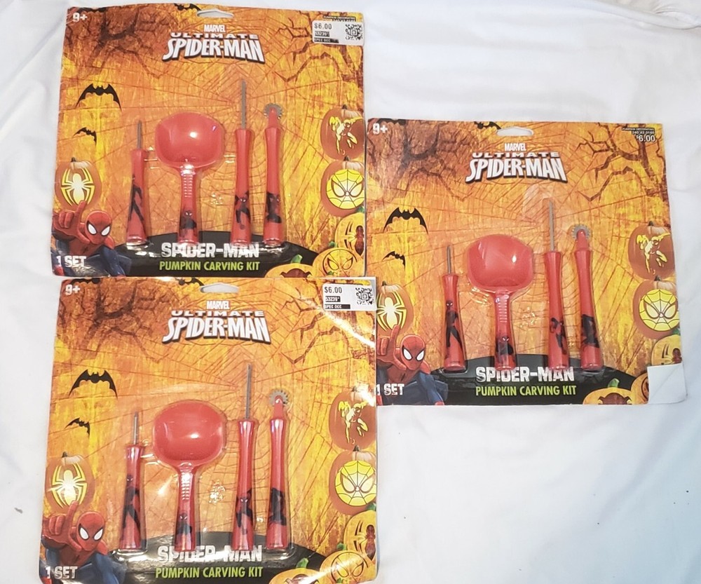 Halloween Marvel Spiderman Ultimate Pumpkin Carving Sets X3