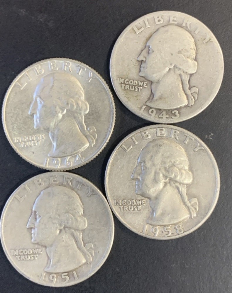 $1 Face - 90% Silver Washington Quarters Circulated Random Date