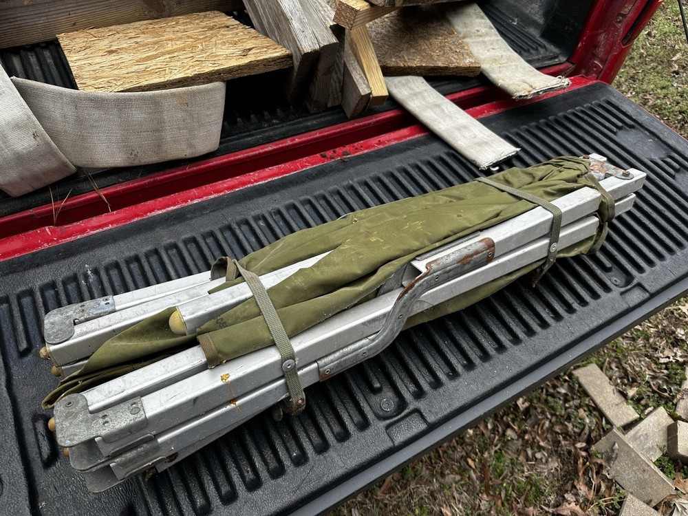 Vintage Aluminum Frame Folding Army Cot