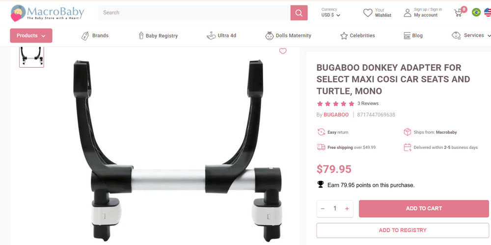 Bugaboo Donkey Stroller Car Seat Adapter - Maxi-Cosi