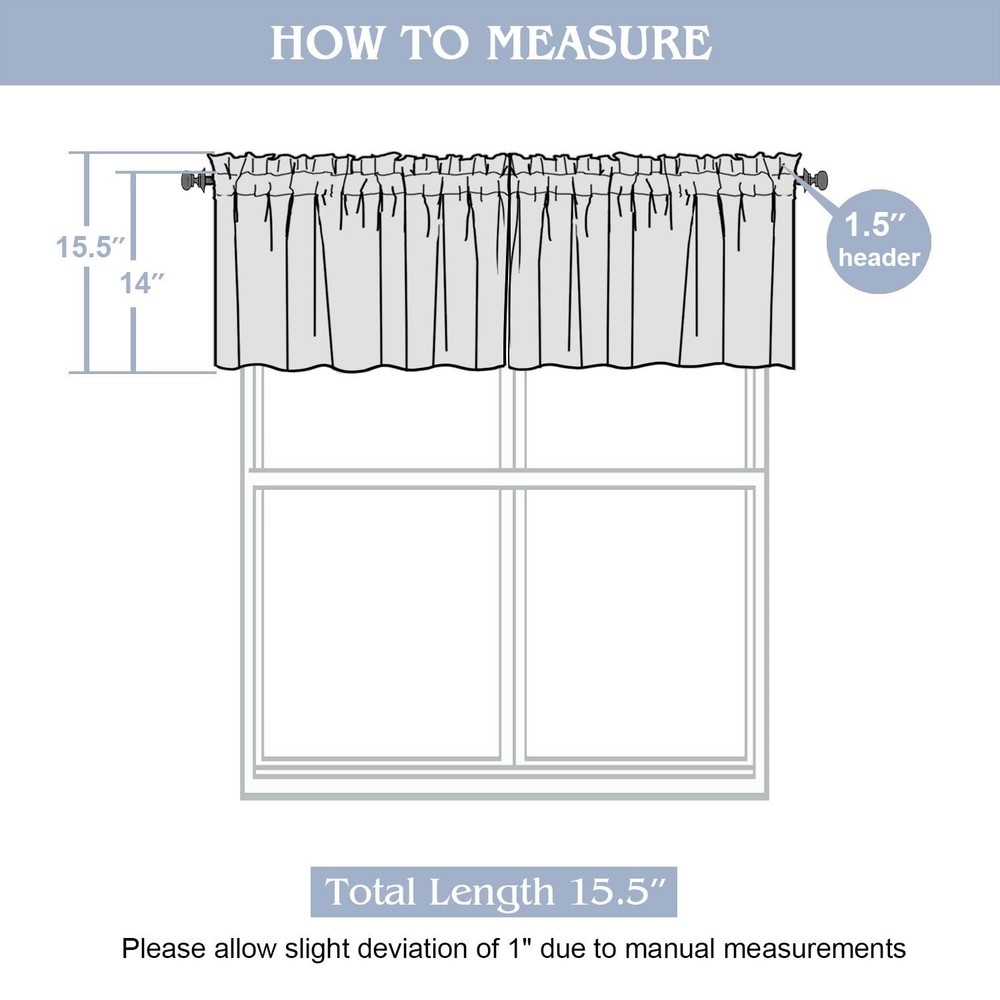 Sage Green Valance for Windows, Light Filtering Kitchen Valances for Small Sh...